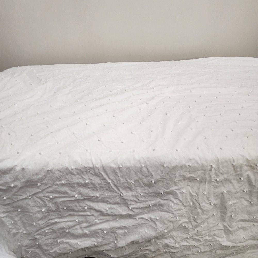 Ballard Design Colette French Knot Twin Sz Duvet Cover White 100% Cotton - Picture 6 of 7